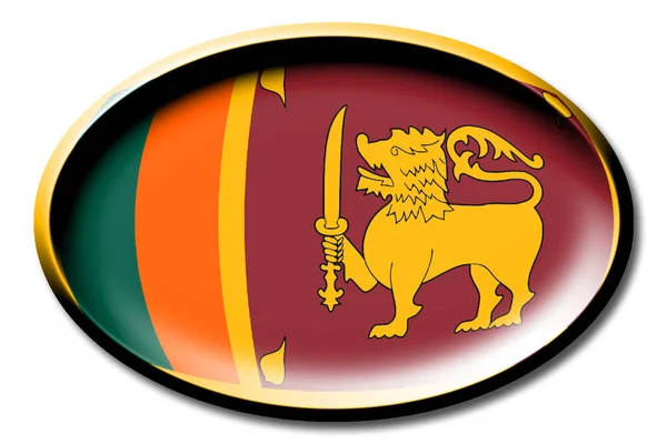 Bandeira Sri Lanka Redonda Sobre Fundo Branco — Fotografia de Stock