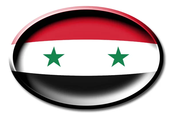Bandeira Síria Redondo Sobre Fundo Branco — Fotografia de Stock