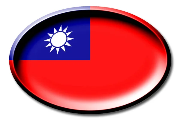 Flaga Tajwan Okrągłe Białym Tle — Zdjęcie stockowe