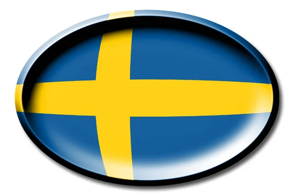 Svédország Kerek Fehér Háttér Zászlaja — Stock Fotó
