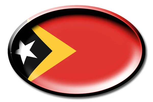 Vlag Van Oost Timor Ronde Witte Achtergrond — Stockfoto