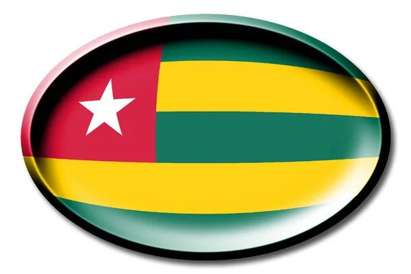 Vlag Van Togo Ronde Witte Achtergrond — Stockfoto