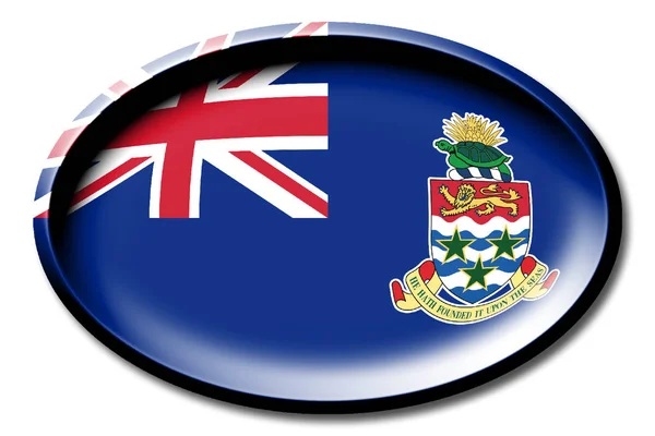 Flagga Caymanöarna Runda Vit Bakgrund — Stockfoto