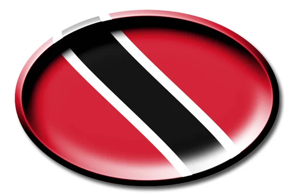 Bandeira Trinidad Tobago Redonda Sobre Fundo Branco — Fotografia de Stock