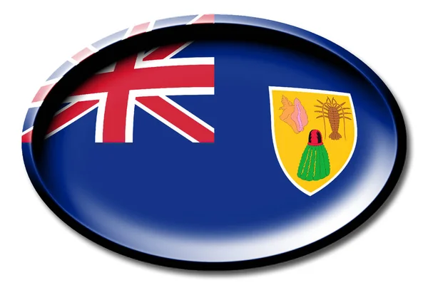 Bandera Las Islas Turcas Caicos Redonda Sobre Fondo Blanco — Foto de Stock