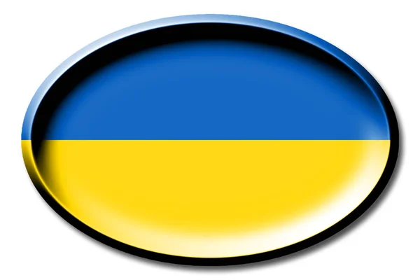Bandera Ucrania Redonda Sobre Fondo Blanco — Foto de Stock