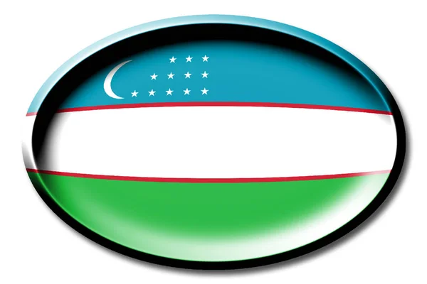 Vlag Van Oezbekistan Ronde Witte Achtergrond — Stockfoto