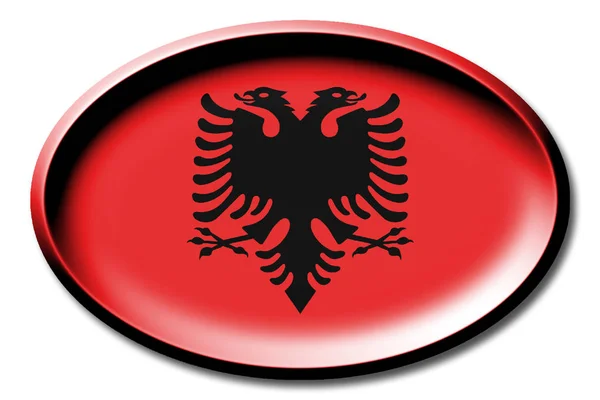 Bandeira Albânia Redondo Sobre Fundo Branco — Fotografia de Stock