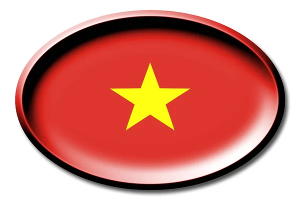 Flagge Vietnams Rund Auf Weißem Hintergrund — Stockfoto