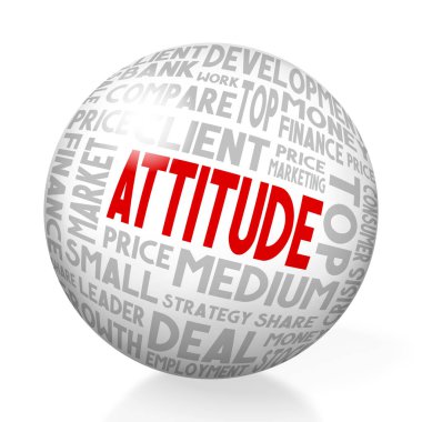 Tutum kavramı - küre, beyaz arka plan.