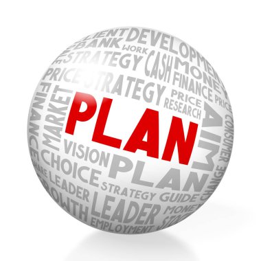 Planı kavramı - küre, beyaz arka plan.