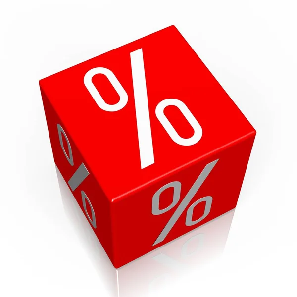 Percent Sign Cube Word — Stock Photo, Image