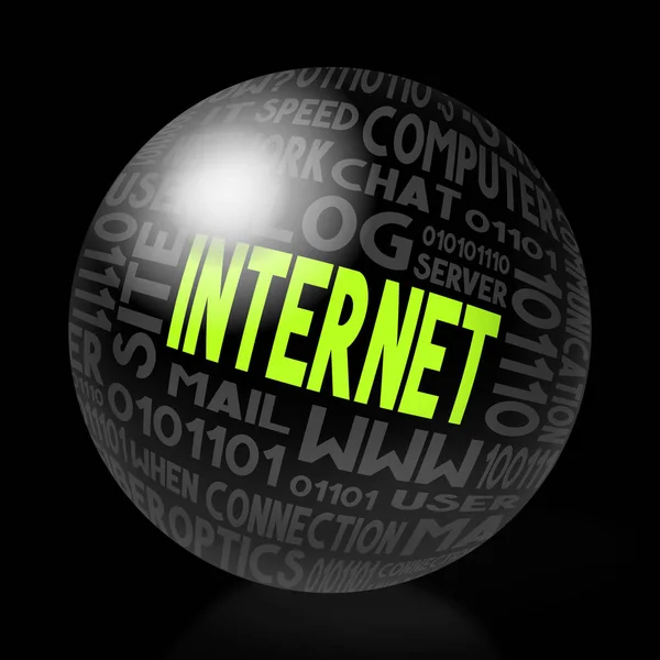 Internet Concept Sphere Shape Black Background — Stock Photo, Image