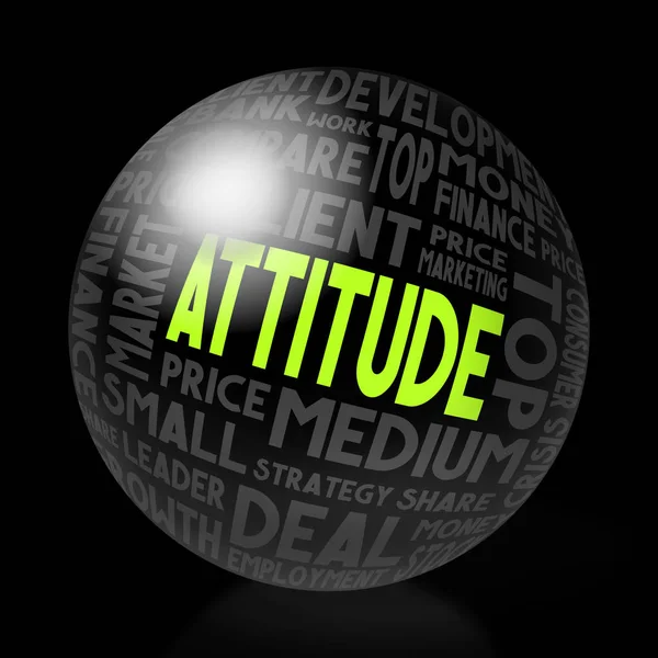 Attitude Concept Sphere Shape Black Background — Stock Photo, Image