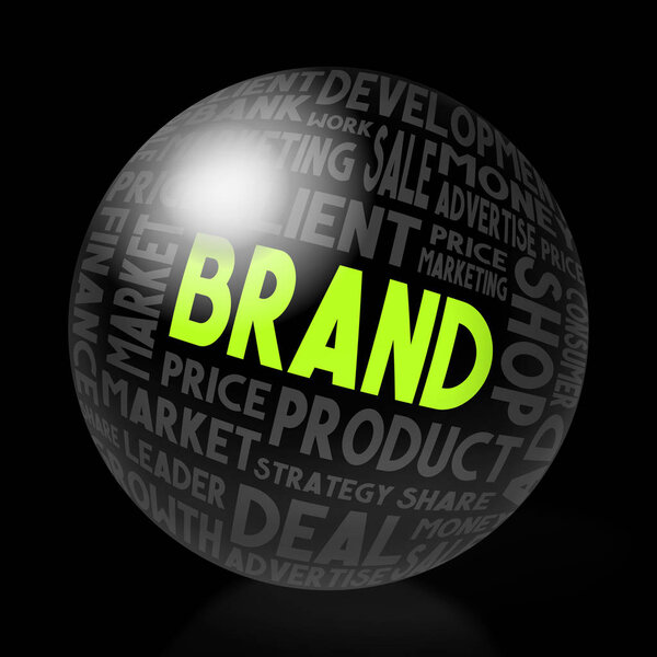 Концепция бренда - форма сферы, черный фон
.