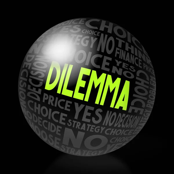 Dilemma concept - sphere shape, black background.