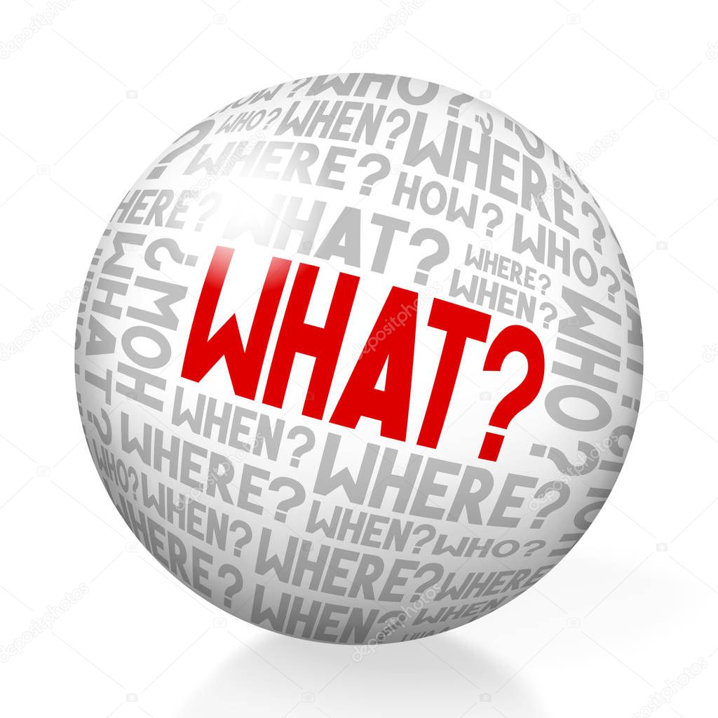 What - question - sphere, white background.