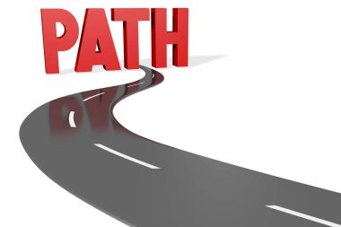 Yol - yol konsepti, beyaz arka plan.