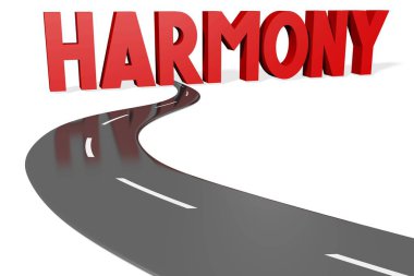 Harmony - yol konsepti, beyaz arka plan.