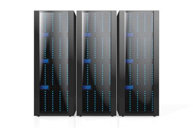 3D üç sunucuları illüstrasyon - gibi konular için büyük veri depolama, hosting, Internet vb.