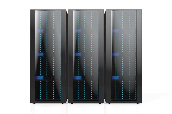 3D three servers illustration - great for topics like data storage, hosting, Internet etc.