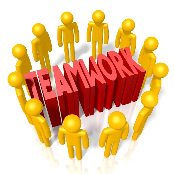 Teamwork Concept Yellow Cartoon Characters — Stock Photo, Image