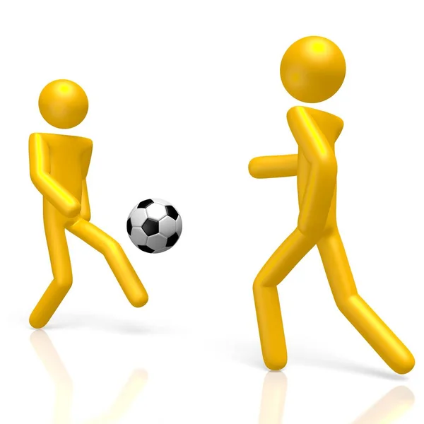 Yellow Cartoon Characters Soccer Ball — Stock Photo, Image