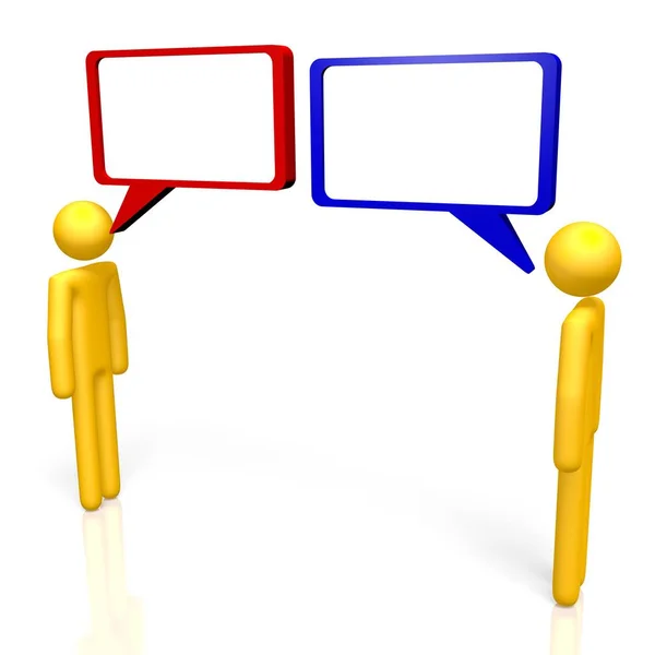 Communication Dialog Conversation Concept Yellow Cartoon Characters — Stock Photo, Image