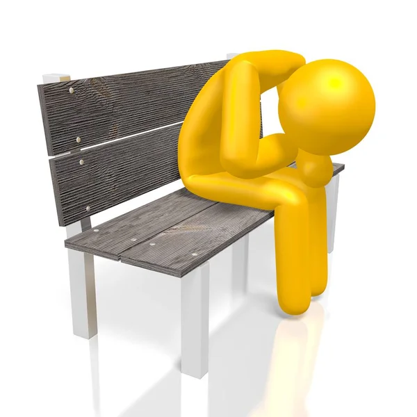 Confused Sad Concept Yellow Cartoon Character — Stock Photo, Image