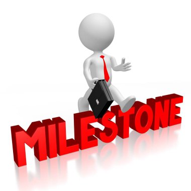 3d çizgi film karakteri bir engel - kilometre taşı kavramı atlama