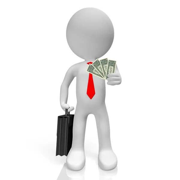 Cartoon Character Businessman Money — Stock Photo, Image