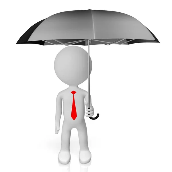 Cartoon Character Umbrella Insurance Weather Concept — Stock Photo, Image