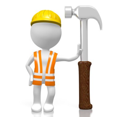 bir çekiç ile 3D işçi