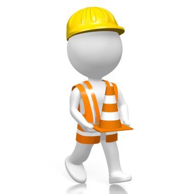 3d işçi trafik koni holding