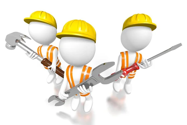 Cartoon Characters Workers Tools — Stock Photo, Image