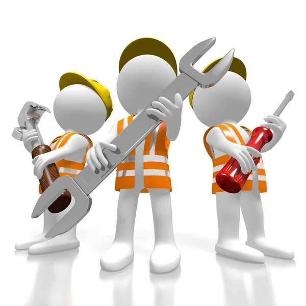 Cartoon Characters Workers Tools — Stock Photo, Image