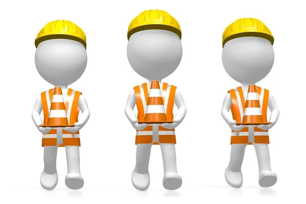 Workers Holding Traffic Cones — Stock Photo, Image