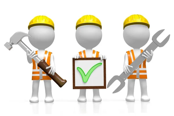 Workers Checkmark Concept — Stock Photo, Image