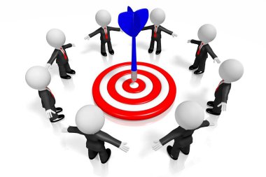 3D çizgi film karakterleri (işadamı) - hedef kavramı