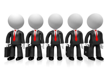 3D çizgi film karakterleri (işadamı) - ekip çalışması kavramı.