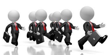 Evrak çantası ile 3D iş adamları