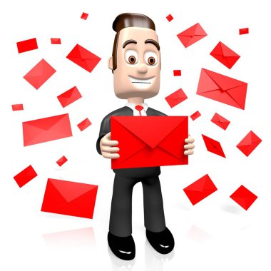 3D çizgi film karakteri - posta kavramı