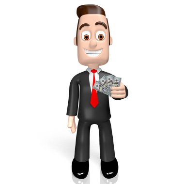3D işadamı, yüz dolar faturaları