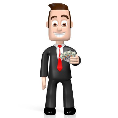 3D işadamı - yüz dolar faturaları