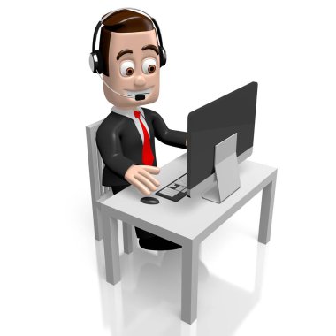 3D işadamı - çağrı merkezi kavramı