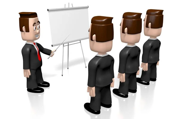 Cartoon Characters Businessmen Empty Presentation Board — Stock Photo, Image
