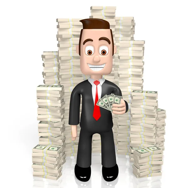 Businessman One Dollar Bills — Stock Photo, Image