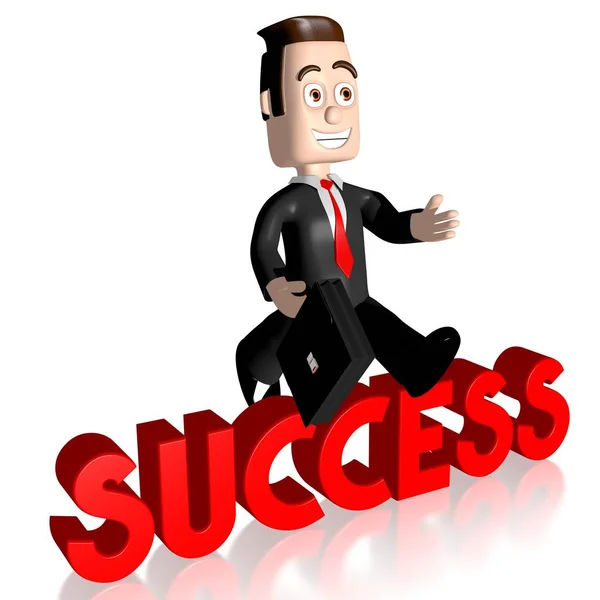 Cartoon Character Businessman Success Concept — Stock Photo, Image