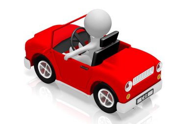 bir sürücü ile 3D kırmızı araba