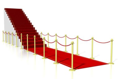 3D kırmızı halı illüstrasyon, beyaz arka plan